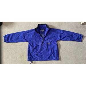 Vintage White Sierra Kids 100% Nylon Anorak Windbreaker Blue Pullover Medium